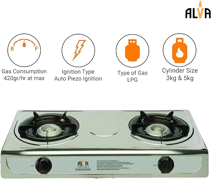 Stove | Stainless Steel Body | Auto Ignition | Portable Home, Camping, 4x4íng | 2 Plate | LPGSA Certified |12 Month Warranty