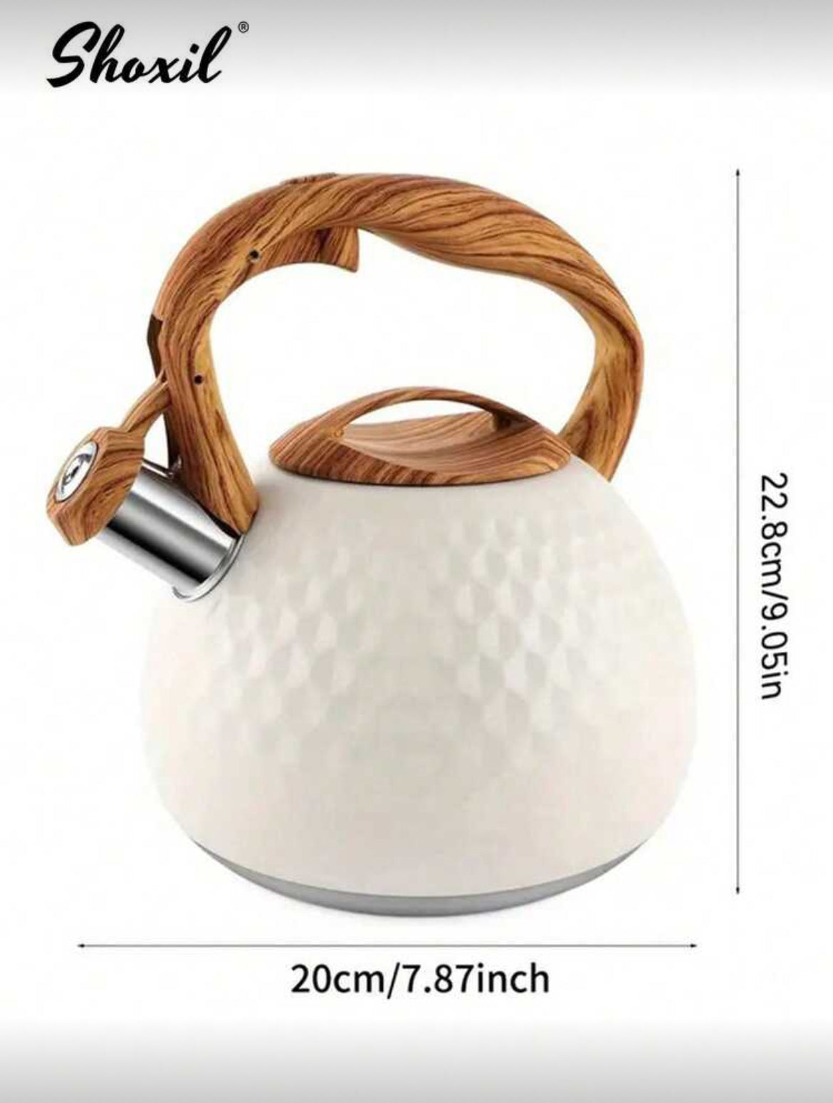 shoxil 1pc Tea Kettle, Stainless Steel Whistling Kettle, 3L Tea Pot Water Kettle Compatible With Electric Ceramic Hob And Gas Stove, Premium For Boiling Water, Coffee And Tea