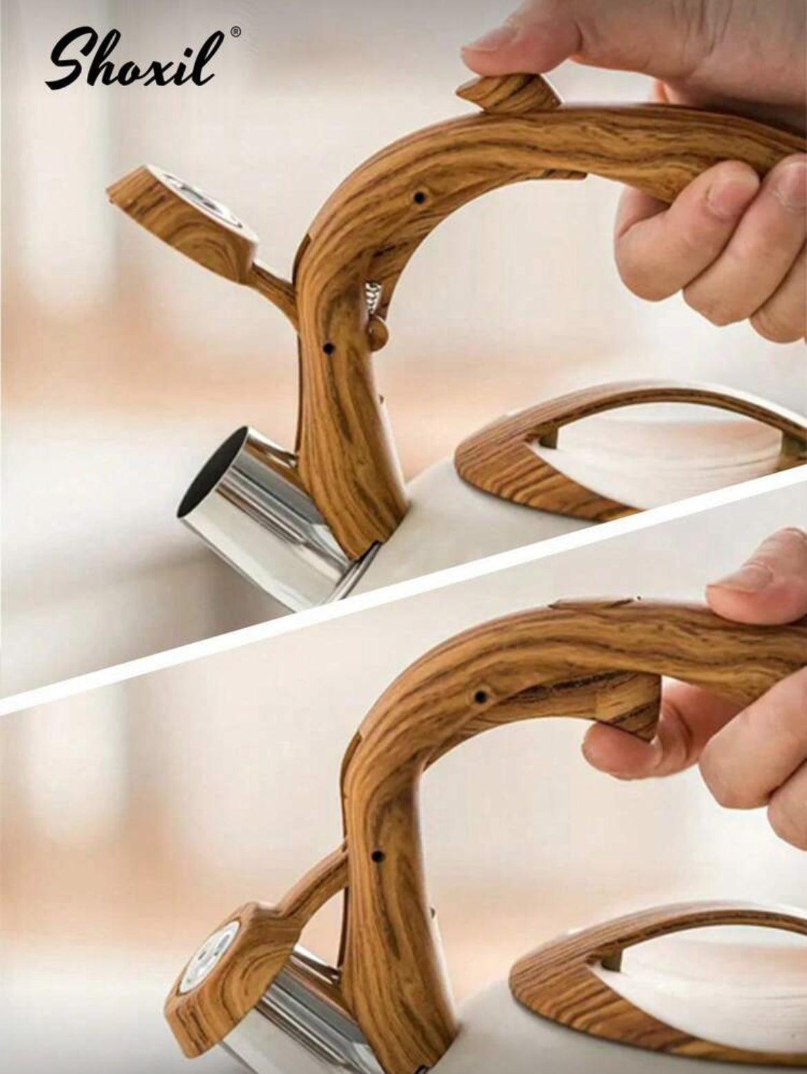 shoxil 1pc Tea Kettle, Stainless Steel Whistling Kettle, 3L Tea Pot Water Kettle Compatible With Electric Ceramic Hob And Gas Stove, Premium For Boiling Water, Coffee And Tea