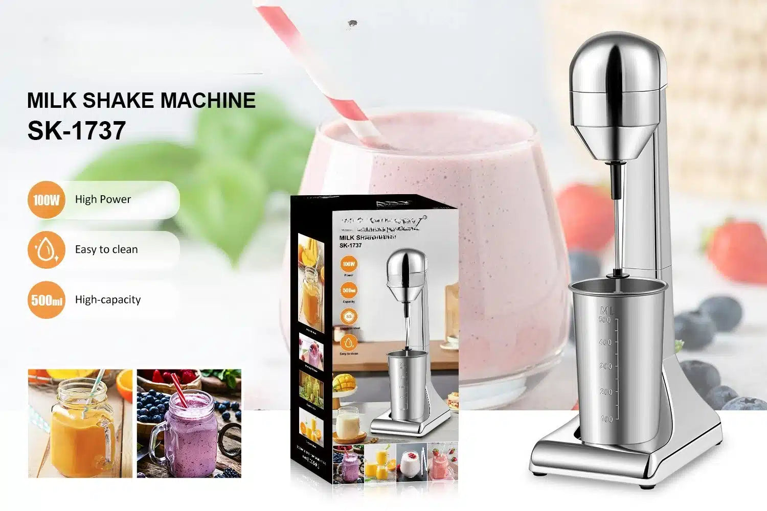 Stainless Steel Milkshake Maker 500ml